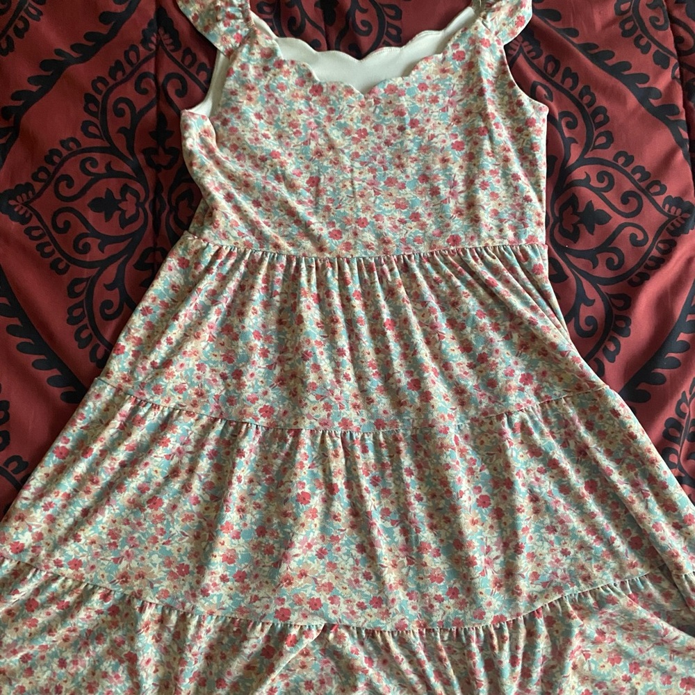 Floral Kids Dress with Pink and White Accents